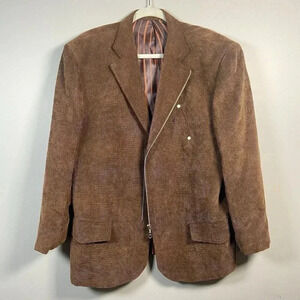 Venezzi Sport Coat L Brown Lined Textured Cosplay Eclectic Zipper Fall Business
